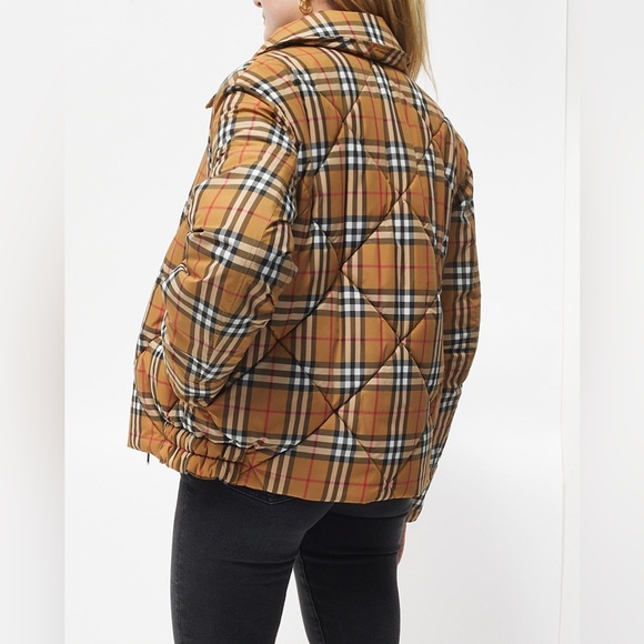 Burberry Beige Vintage Check Print Knowstone Puffer Jacket - Picture 2 of 9